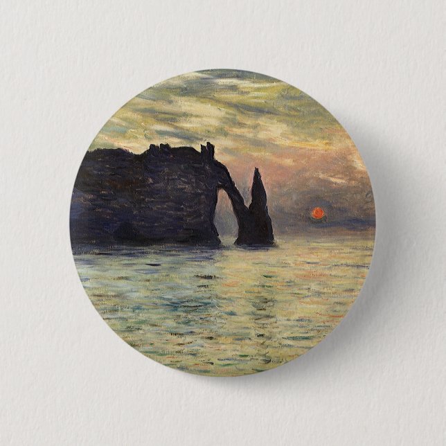 Cliff Etretat, Sunset av Claude Monet Knapp (Framsida)