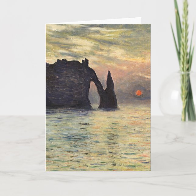 Cliff Etretat, Sunset av Claude Monet Kort (Framsida)