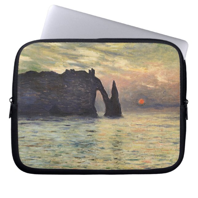 Cliff Etretat, Sunset av Claude Monet Laptop Fodral (Framsidan)