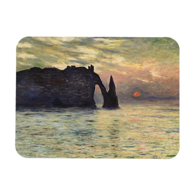 Cliff Etretat, Sunset av Claude Monet Magnet (Horisontell)