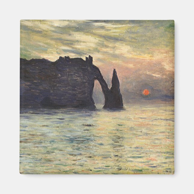 Cliff Etretat, Sunset av Claude Monet Magnet (Framsidan)