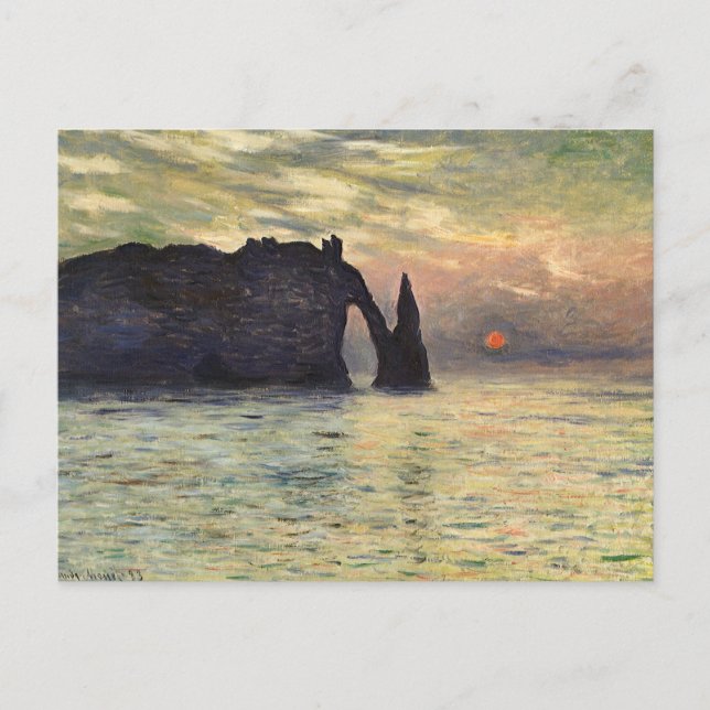 Cliff Etretat, Sunset av Claude Monet Vykort (Framsida)