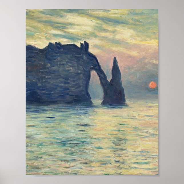 Cliff Etretat Sunset by Claude Monet Poster (Framsidan)
