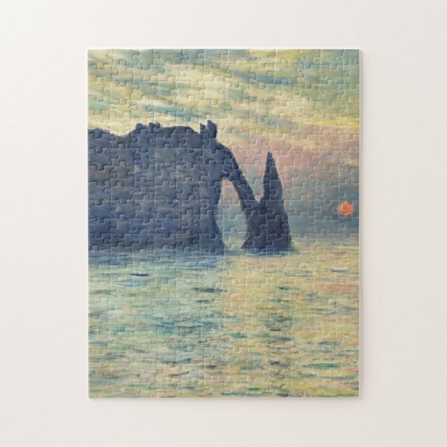 Cliff Etretat Sunset by Claude Monet Pussel (Vertikal)