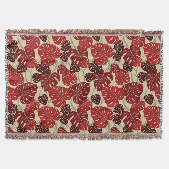 Cliff Hanger Hawaiian Monstera Löv Throw Blanket Filt (Framsidan)