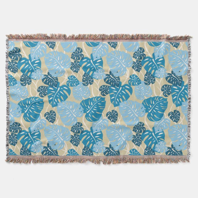 Cliff Hanger Hawaiian Monstera Löv Throw Blanket Filt (Framsidan)