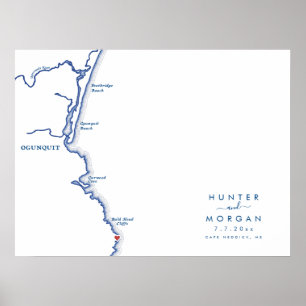 Cliff House Maine Bröllop Modern Guest Bok Poster