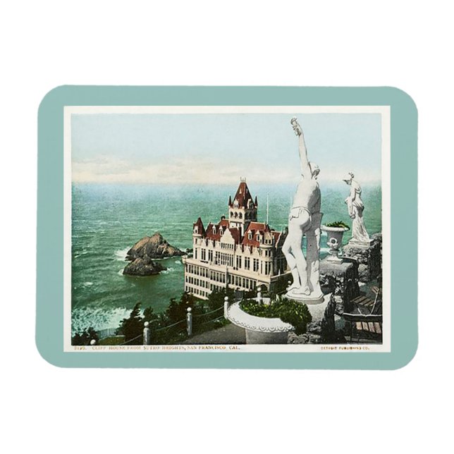 Cliff House Sutro Heights San Francisco Sea Grönt Magnet (Horisontell)
