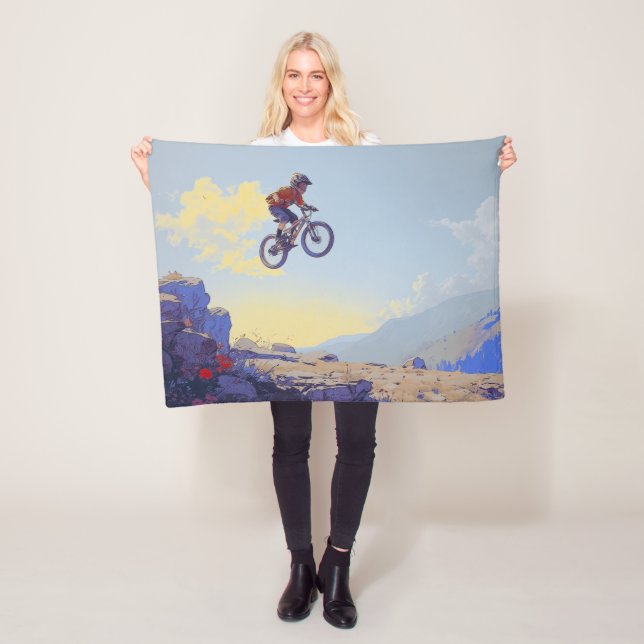 Cliff Jumping BMXer - BMX Rider Design Fleecefilt (På plats)