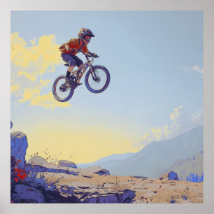 Cliff Jumping BMXer - BMX Rider Design Poster