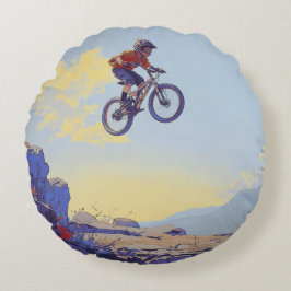 Cliff Jumping BMXer - BMX Rider Design Rund Kudde