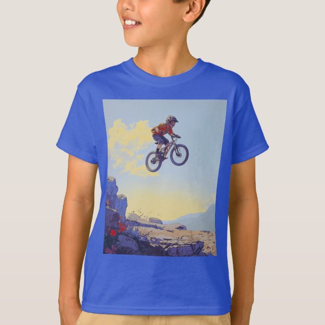 Cliff Jumping BMXer - BMX Rider Design T Shirt (Framsida)