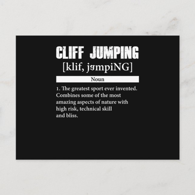 Cliff Jumping Definition Cliff Diving Gift Vykort (Framsida)