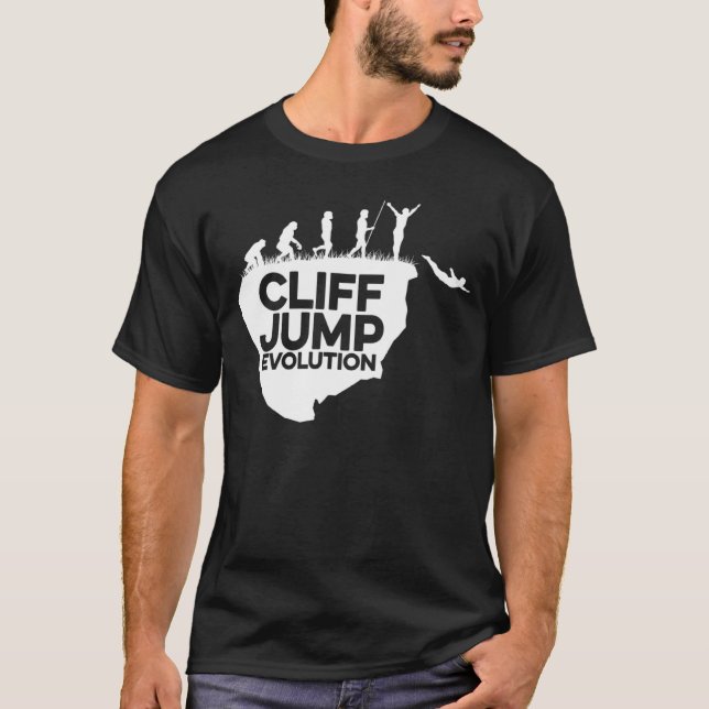Cliff Jumping Evolution Graphic Cliff Jumper Grav T Shirt (Framsida)