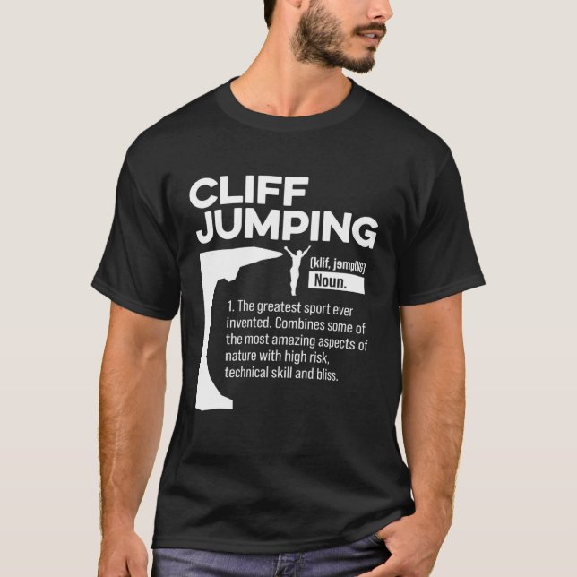 Cliff Jumping Noun Definition Tombstoning Cliff Di T Shirt (Framsida)