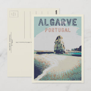 Cliff kusten illustration Algarve Portugal Postcar Vykort