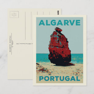 Cliff kusten illustration Algarve Portugal Postcar Vykort