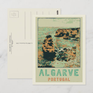 Cliff kusten illustration Algarve Portugal Postcar Vykort
