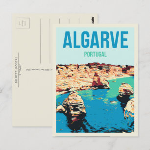 Cliff kusten illustration Algarve Portugal Vykort