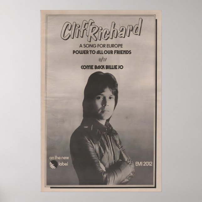 CLIFF RICHARD - 1972 Originalaffisch NME - Power Poster (Framsidan)