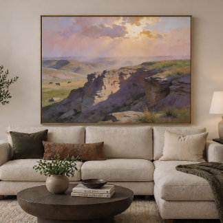 Cliff Vista Landskap - Pastell Målning Stil Konst Poster