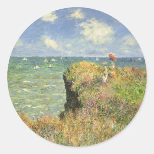 Cliff Walk i Pourville av Claude Monet Runt Klistermärke