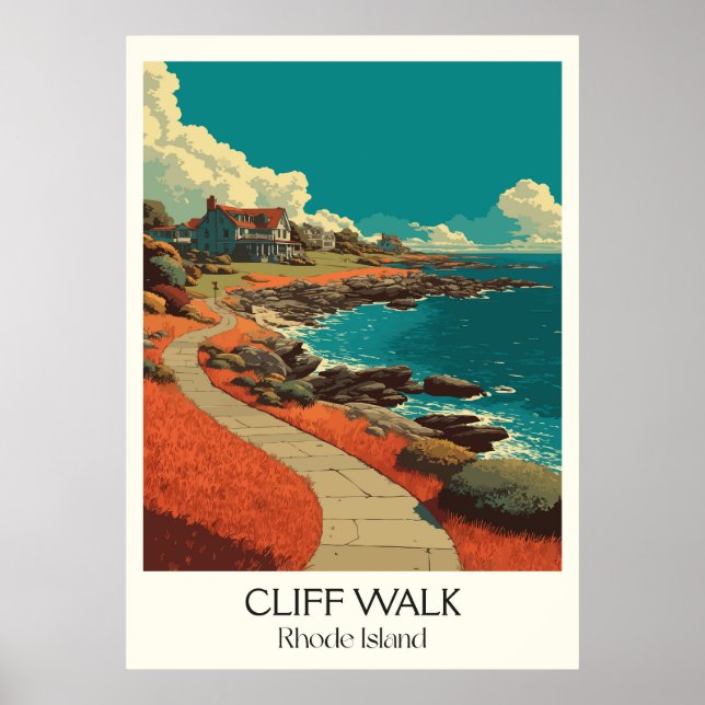 Cliff Walk Rhode Island Ocean Path Poster (Framsidan)