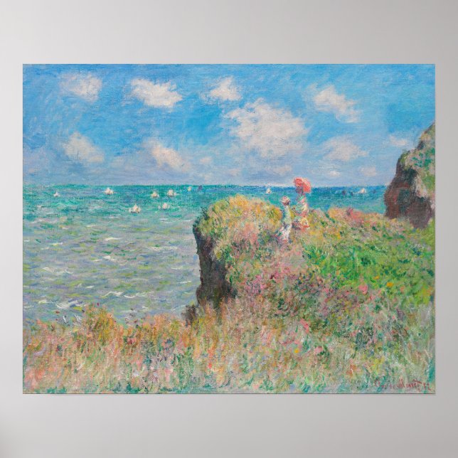Cliff Walk vid Pourville (1882) av Claude Monet Poster (Framsidan)