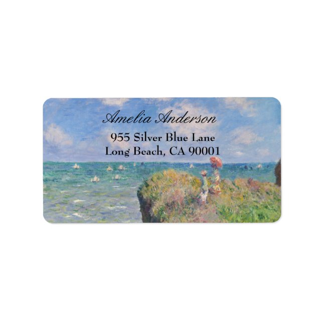 Cliff Walk vid Pourville av Claude Monet Adressetikett (Framsidan)