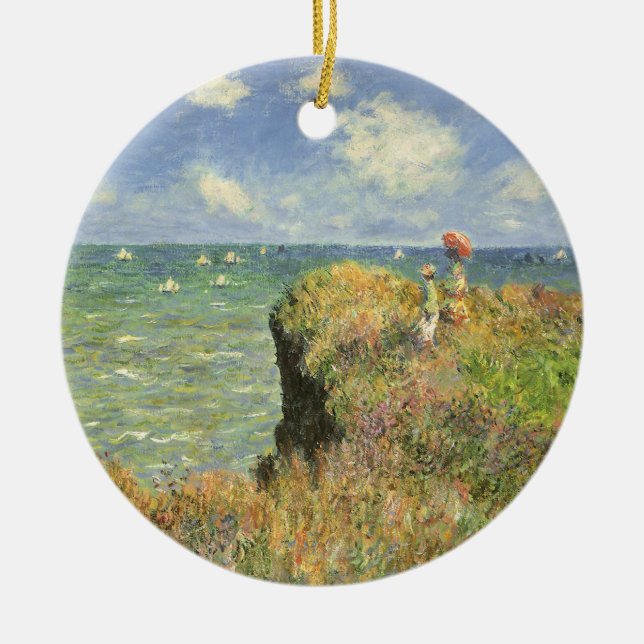 Cliff Walk vid Pourville av Claude Monet Julgransprydnad Keramik (Framsidan)
