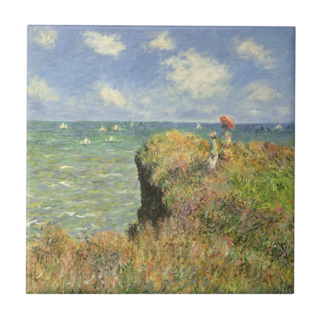 Cliff Walk vid Pourville av Claude Monet Kakelplatta (Framsidan)