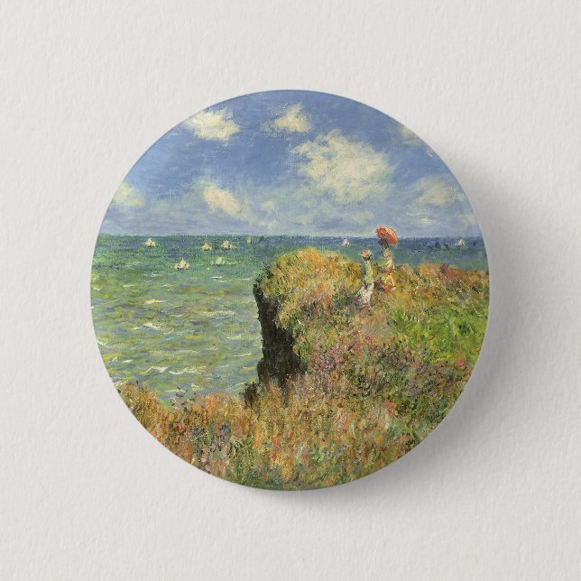 Cliff Walk vid Pourville av Claude Monet Knapp (Framsida)