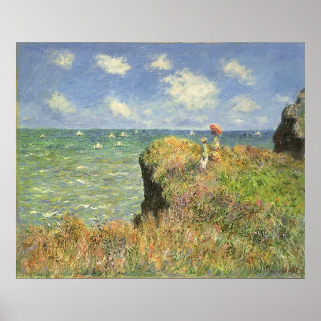Cliff Walk vid Pourville av Claude Monet Poster (Framsidan)
