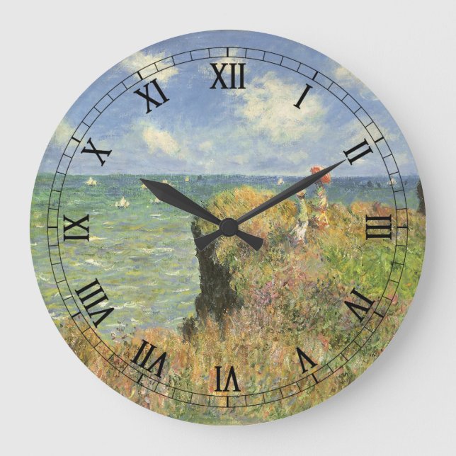 Cliff Walk vid Pourville av Claude Monet Stor Klocka (Framsida)