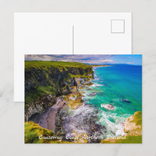 Cliffs and Turcoise Sea Northern Ireland Vykort