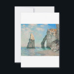 Cliffs at Etretat 1885 av Claude Monet Tack Kort<br><div class="desc">Oscar-Claude Monet (UK: /ˈmɒ neɪ/, USA: /moʊɪ, Millaˈ-/, Fransk: [klod makenexi]; 14 november 1840 - 5 december 1926) var en Fransk målare och grundare av en imponerande målning som ses som en nyckel föregångare till modernisering, särskilt i hans försök att måla naturen enligt hans uppfattning[1]. Under sin långa karriär var...</div>
