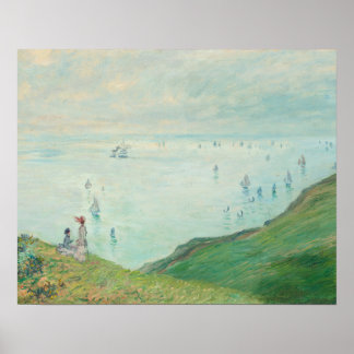 Cliffs at Pourville (1882) av Claude Monet Poster
