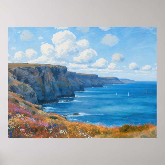 "Cliffs of Endless Horizon" - Ett walesiskt Sjölan Poster (Framsidan)