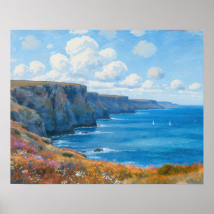 "Cliffs of Endless Horizon" - Ett walesiskt Sjölan Poster