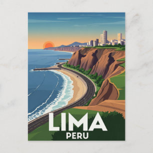 Cliffs of Lima Peru Travel Vykort