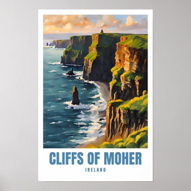 Cliffs of Moher illustration Travel Poster (Framsidan)