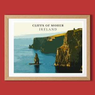 Cliffs of Moher, Ireland Retro Stil Poster