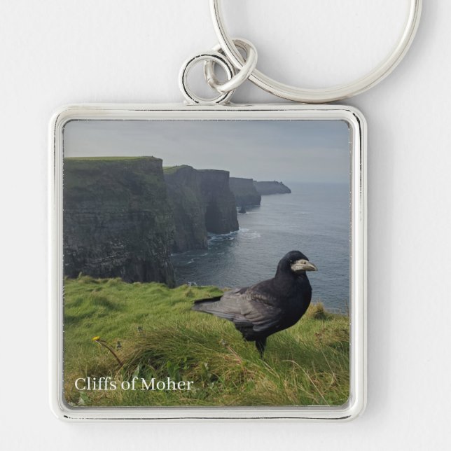 Cliffs of Moher, Ireland Rook Keychain Fyrkantig Silverfärgad Nyckelring (Framsidan)