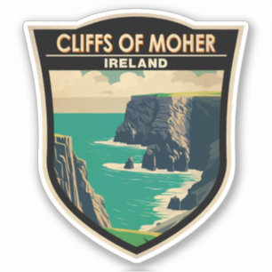 Cliffs of Moher Ireland Travel Art Vintage Klistermärken