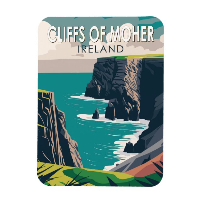 Cliffs of Moher Ireland Travel Art Vintage Magnet (Vertikal)