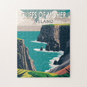 Cliffs of Moher Ireland Travel Art Vintage Pussel