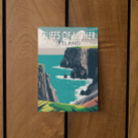 Cliffs of Moher Ireland Travel Art Vintage Vykort<br><div class="desc">Klipp av Moher vetor Art-design. Kläderna i Moher är havsklippor som ligger i sydvästra kant i regionen Burren i grevskapet Clare i Irland.</div>
