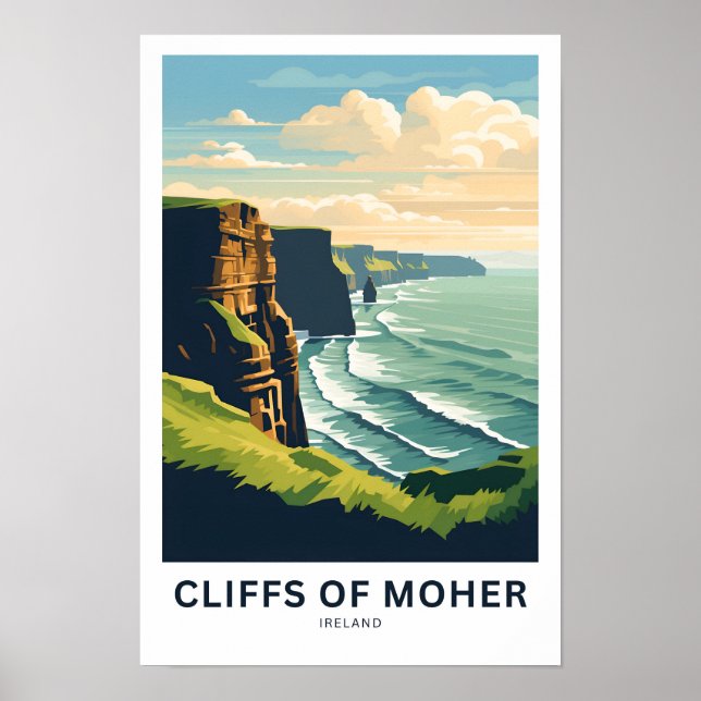 Cliffs of Moher Ireland Travel Print Poster (Framsidan)