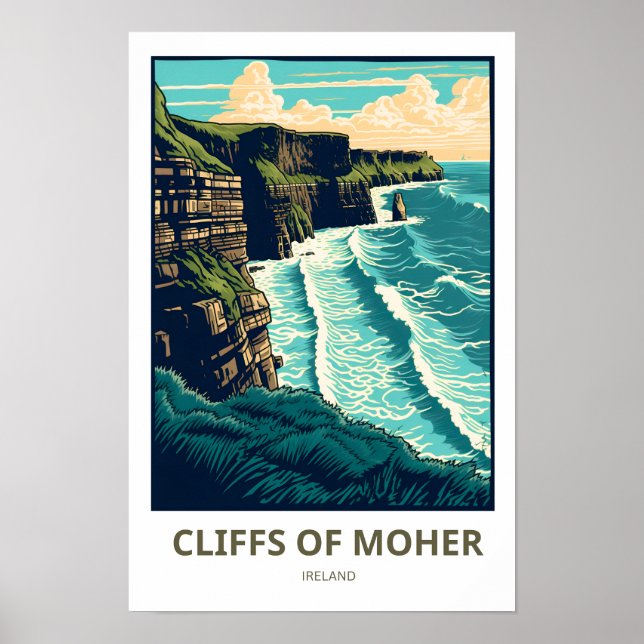 Cliffs of Moher Ireland Travel Print Poster (Framsidan)