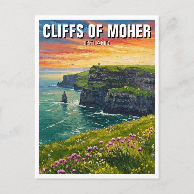 Cliffs of Moher Ireland Travel Vykort (Framsida)